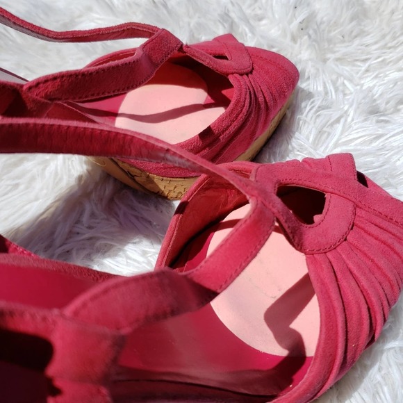 PRADA PINK SUEDE PLATFORM HEELS SIZE 37.5 - Picture 6 of 16